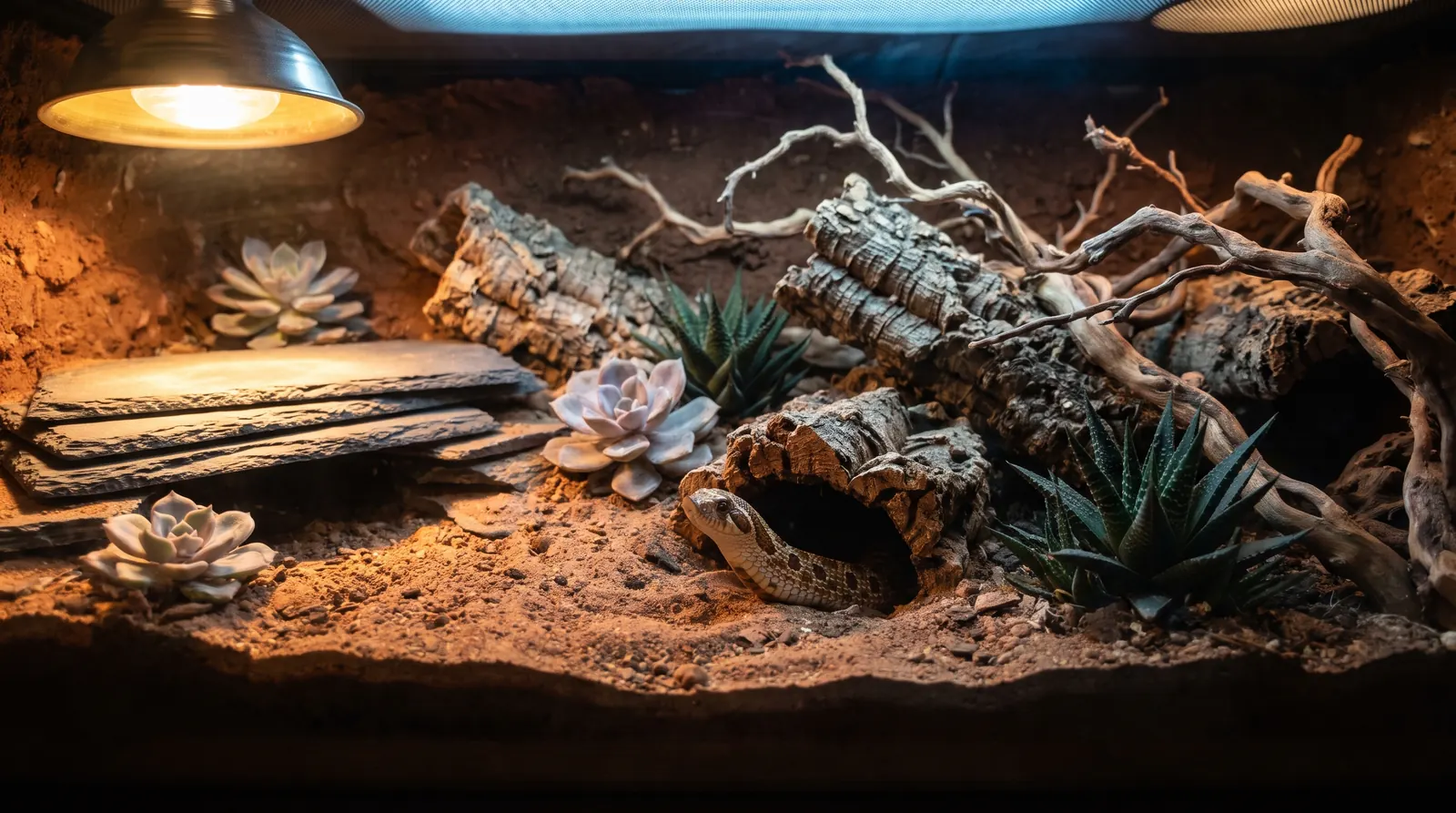 A finished western hognose snake enclosure